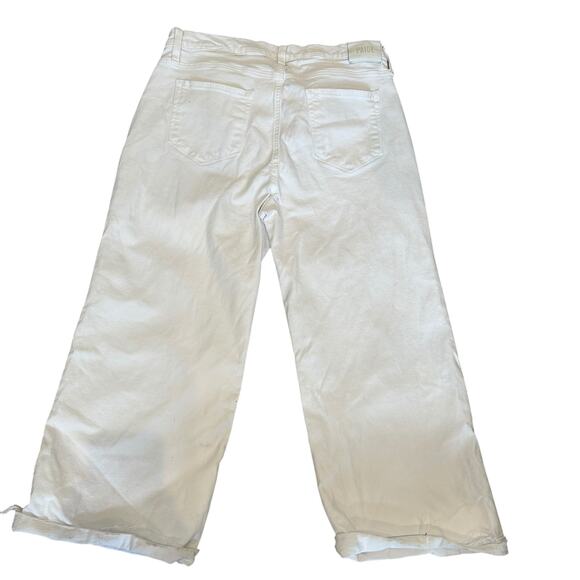 Paige White Maternity Wide Leg Jeans Size 32 Denim Raw Hem Ankle  Designer $229 - Picture 6 of 9